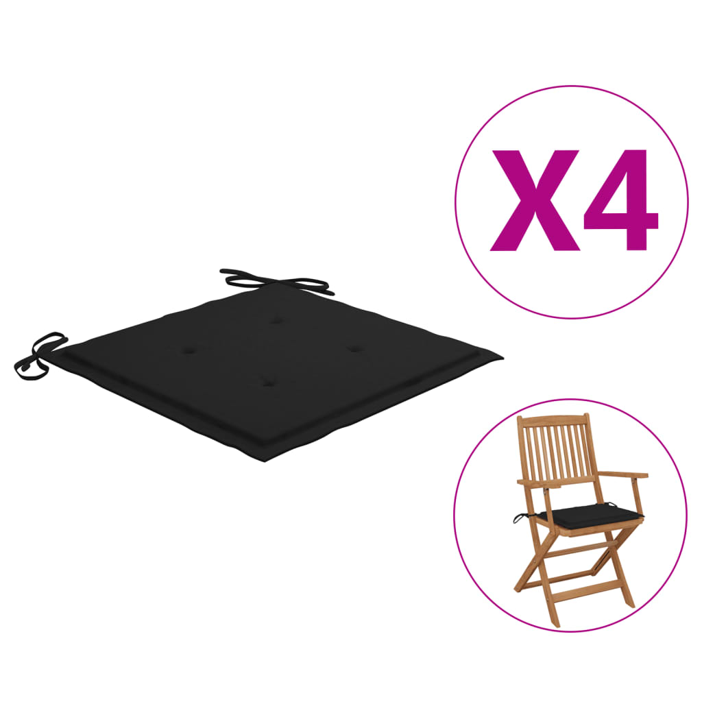 vidaXL Cuscini per Sedia 4 pz Neri 40x40x3 cm in Tessuto Oxford