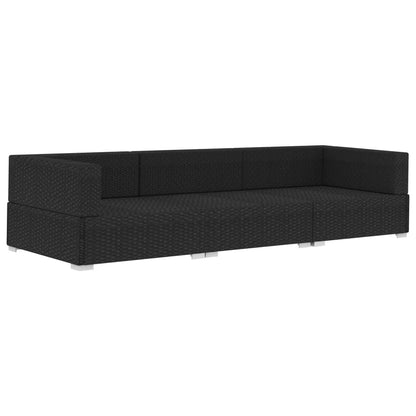vidaXL Set Divani da Giardino 3 pz con Cuscini in Polyrattan Nero