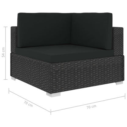 vidaXL Set Divani da Giardino 3 pz con Cuscini in Polyrattan Nero