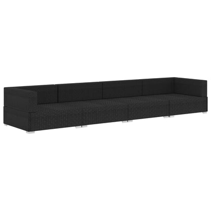 vidaXL Set Divani da Giardino 4 pz con Cuscini in Polyrattan Nero