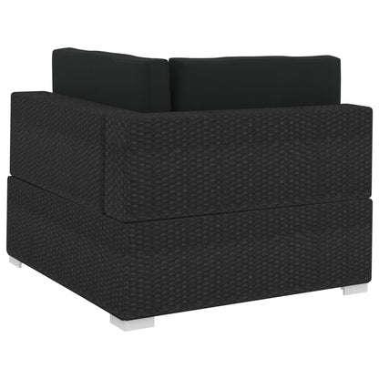 vidaXL Set Divani da Giardino 4 pz con Cuscini in Polyrattan Nero