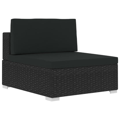 vidaXL Set Divani da Giardino 4 pz con Cuscini in Polyrattan Nero