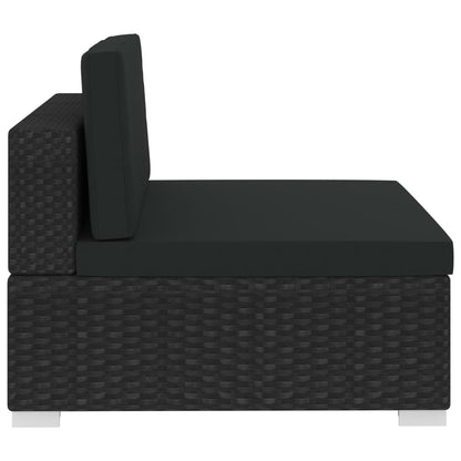 vidaXL Set Divani da Giardino 4 pz con Cuscini in Polyrattan Nero