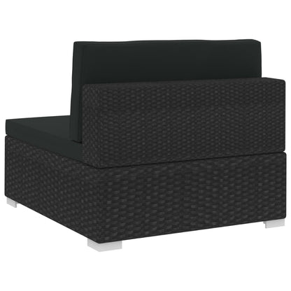 vidaXL Set Divani da Giardino 4 pz con Cuscini in Polyrattan Nero