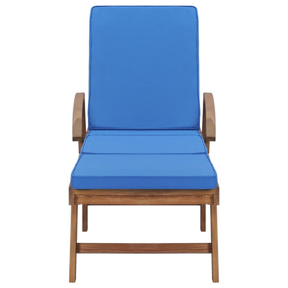 vidaXL Lettino Prendisole con Cuscino in Massello di Teak Blu
