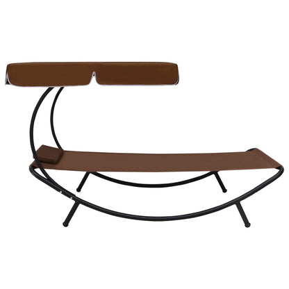 vidaXL Lettino da Esterno con Baldacchino e Cuscino Marrone