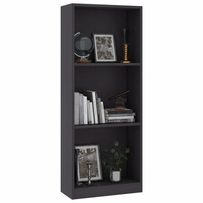 vidaXL Libreria a 3 Ripiani Grigia 40x24x109 cm in Legno Multistrato VIDAXL
