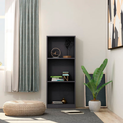 vidaXL Libreria a 3 Ripiani Grigia 40x24x109 cm in Legno Multistrato VIDAXL