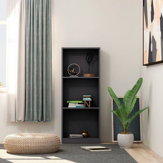 vidaXL Libreria a 3 Ripiani Grigia 40x24x109 cm in Legno Multistrato VIDAXL