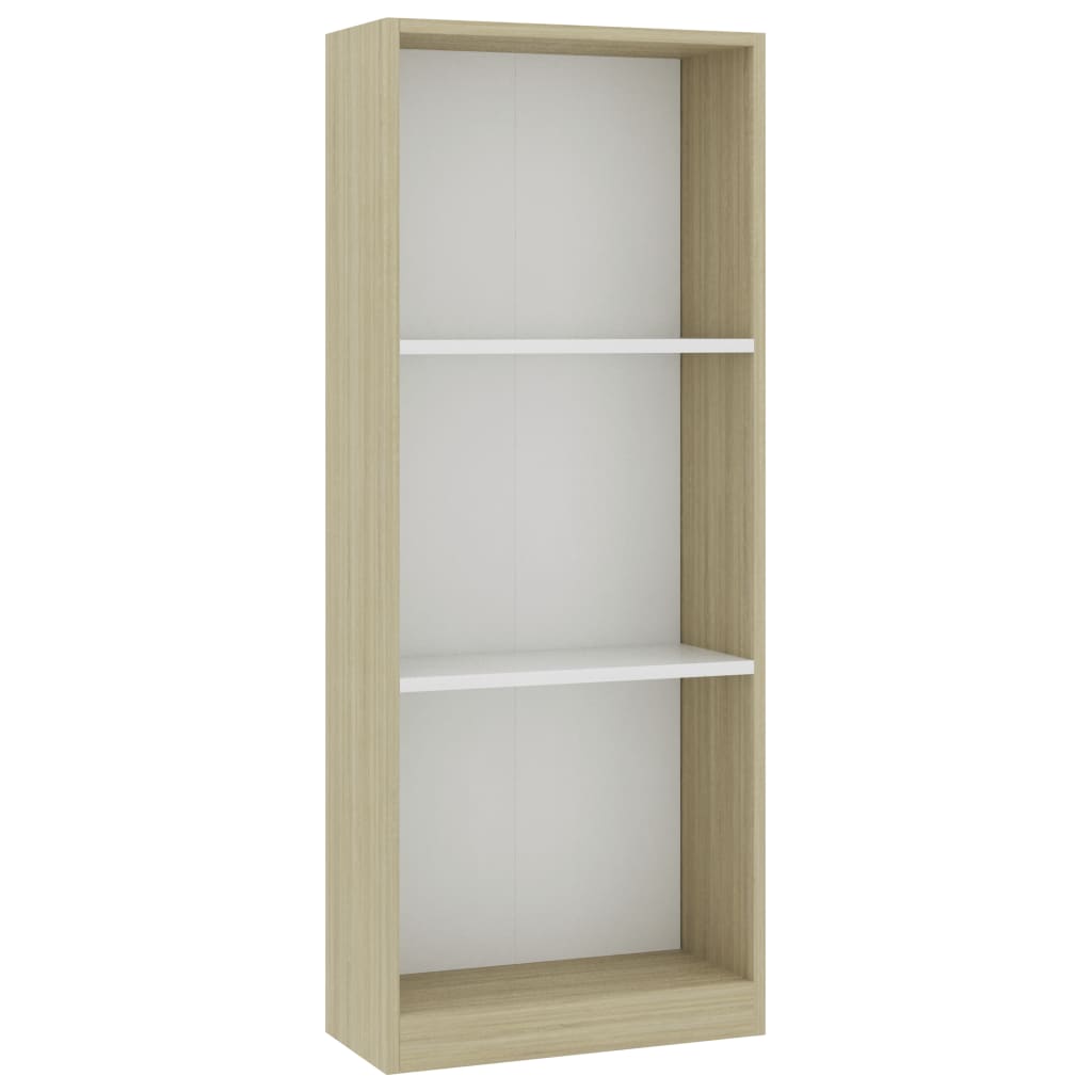 vidaXL Libreria a 3 Ripiani Bianco e Sonoma 40x24x109cm in Multistrato VIDAXL