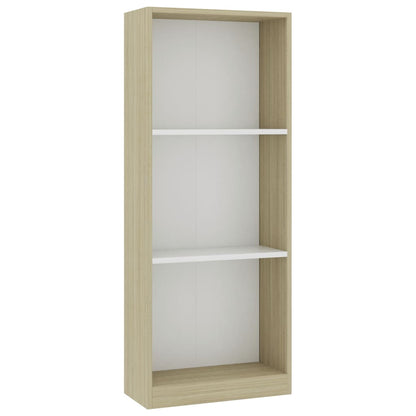 vidaXL Libreria a 3 Ripiani Bianco e Sonoma 40x24x109cm in Multistrato VIDAXL