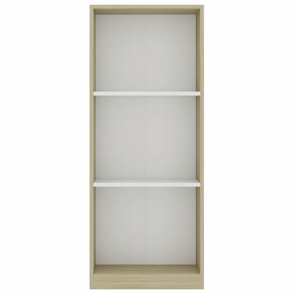 vidaXL Libreria a 3 Ripiani Bianco e Sonoma 40x24x109cm in Multistrato VIDAXL