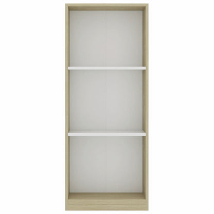 vidaXL Libreria a 3 Ripiani Bianco e Sonoma 40x24x109cm in Multistrato VIDAXL