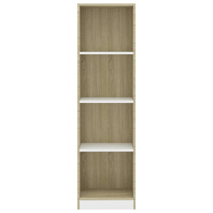 vidaXL Libreria a 4 Ripiani Bianco e Sonoma 40x24x142cm in Multistrato