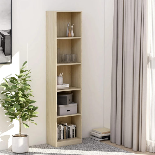 vidaXL Libreria 5 Ripiani Rovere Sonoma 40x24x175 cm Legno Multistrato