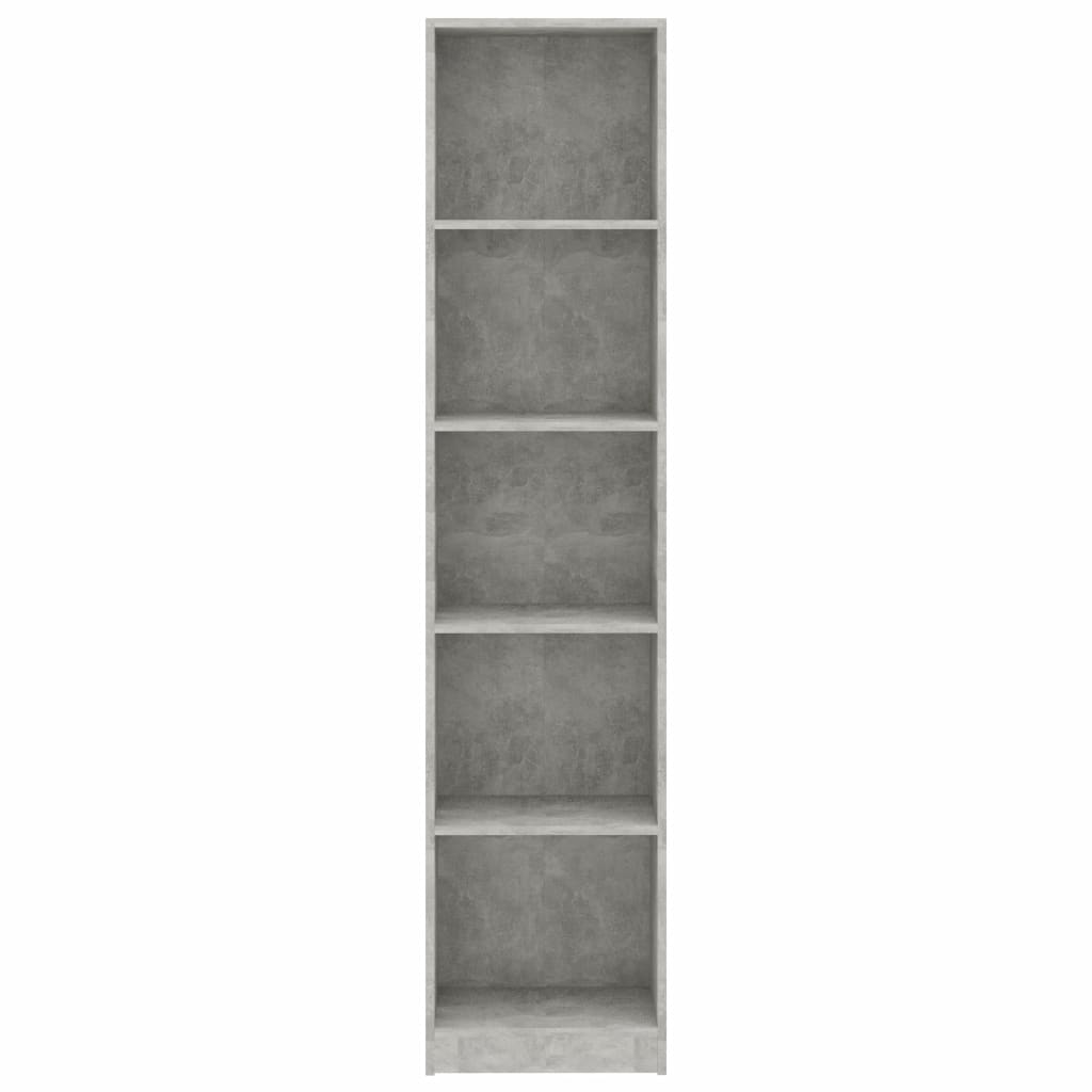 vidaXL Libreria 5 Ripiani Grigio Cemento 40x24x175cm Legno Multistrato