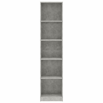 vidaXL Libreria 5 Ripiani Grigio Cemento 40x24x175cm Legno Multistrato