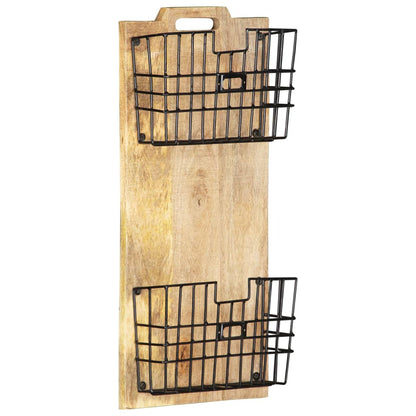 vidaXL Portariviste a Parete 33x10x67 cm in Massello di Mango Grezzo