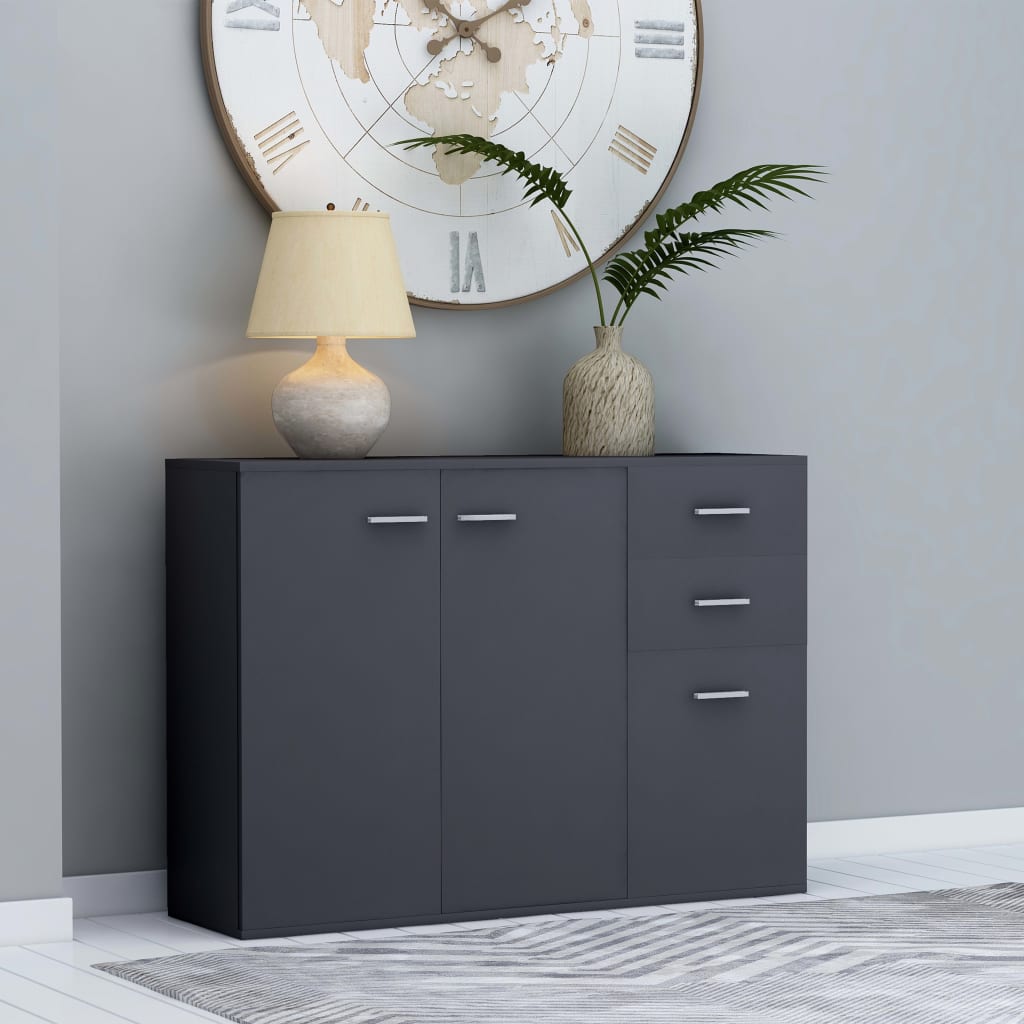 vidaXL Credenza Grigia 105x30x75 cm in Legno Multistrato