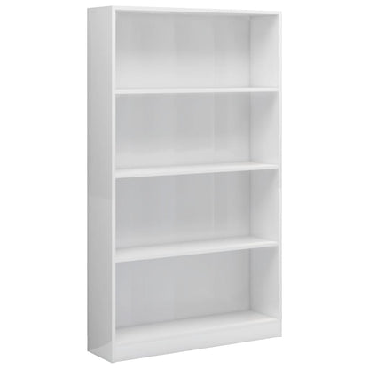 vidaXL Libreria 4 Ripiani Bianco Lucido 80x24x142 cm Legno Multistrato