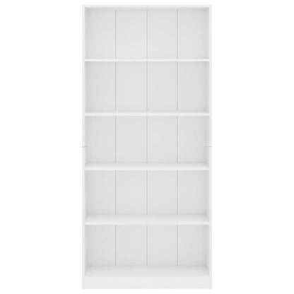 vidaXL Libreria a 5 Ripiani Bianca 80x24x175 cm in Legno Multistrato