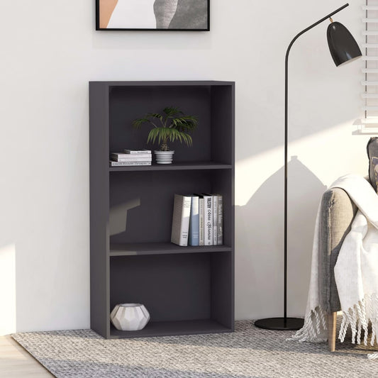 vidaXL Libreria a 3 Ripiani Grigia 60x30x114 cm in Legno Multistrato