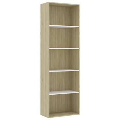 vidaXL Libreria 5 Ripiani Bianco Rovere Sonoma 60x30x189cm Multistrato
