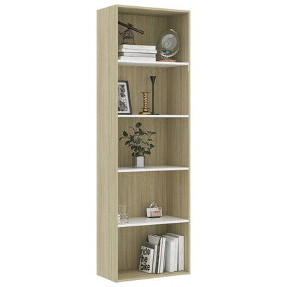 vidaXL Libreria 5 Ripiani Bianco Rovere Sonoma 60x30x189cm Multistrato