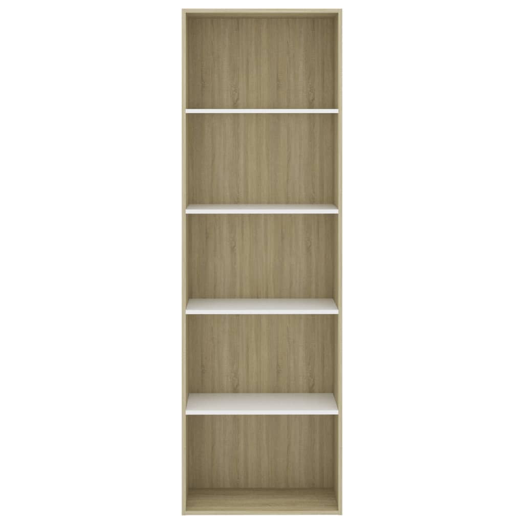 vidaXL Libreria 5 Ripiani Bianco Rovere Sonoma 60x30x189cm Multistrato