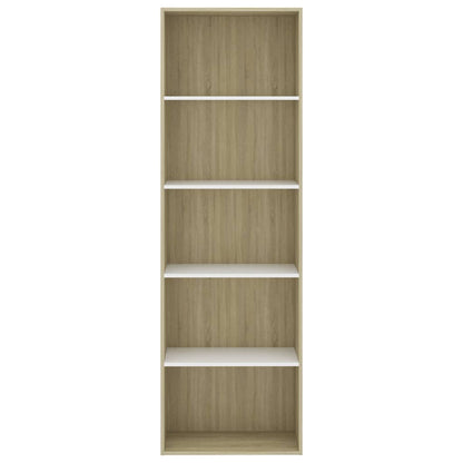 vidaXL Libreria 5 Ripiani Bianco Rovere Sonoma 60x30x189cm Multistrato