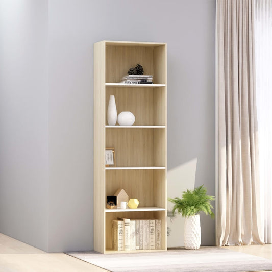 vidaXL Libreria 5 Ripiani Bianco Rovere Sonoma 60x30x189cm Multistrato