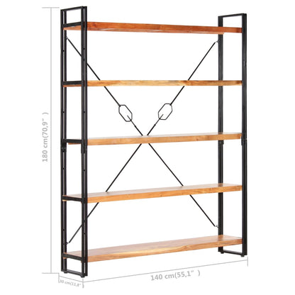 vidaXL Libreria a 5 Ripiani 140x30x180 cm in Legno Massello di Acacia