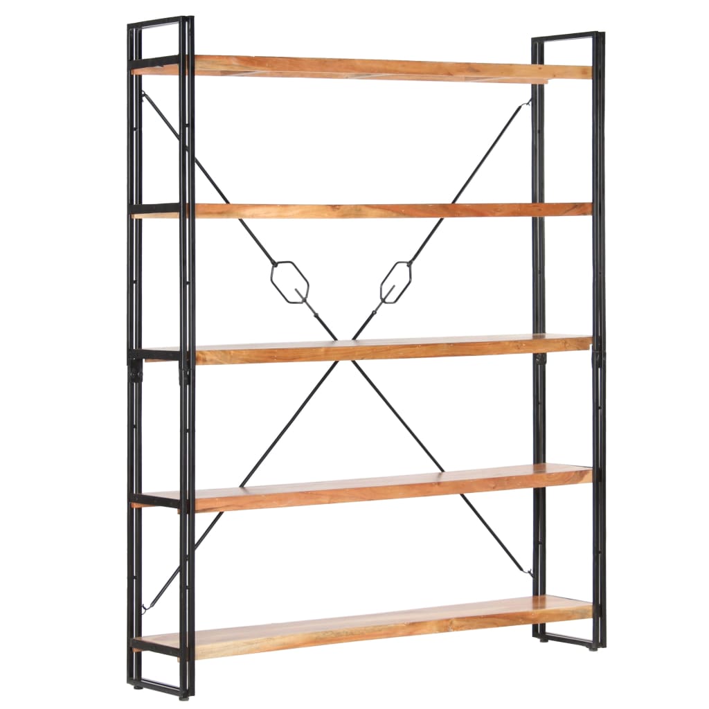 vidaXL Libreria a 5 Ripiani 140x30x180 cm in Legno Massello di Acacia