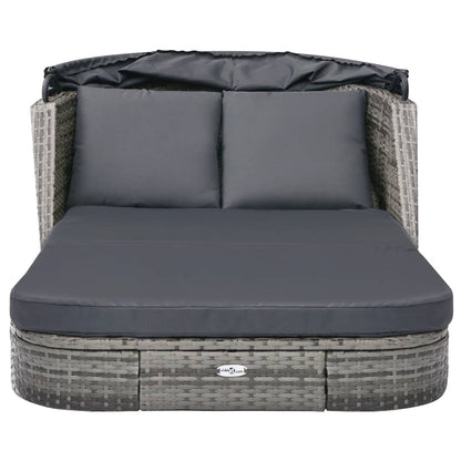 vidaXL Lettino Prendisole con Baldacchino in Polyrattan Antracite