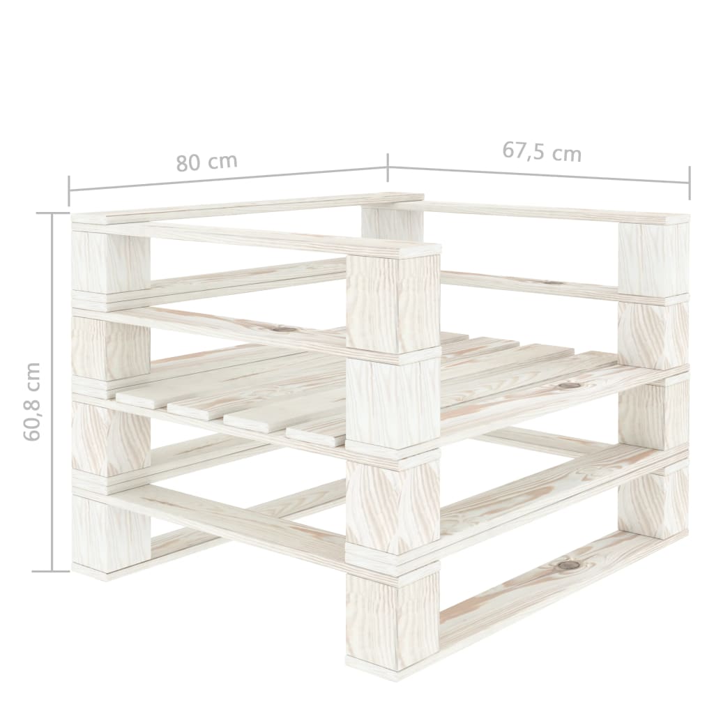 vidaXL Poltrona da Giardino su Pallet in Legno Bianco