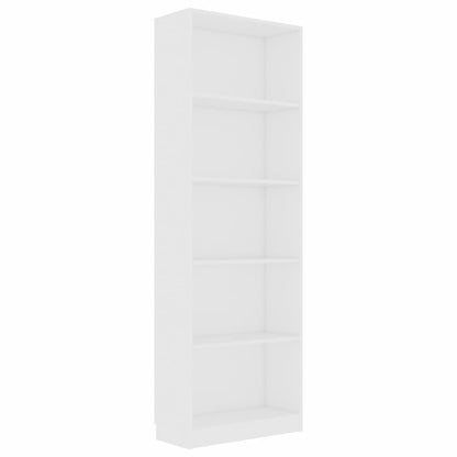 vidaXL Libreria a 5 Ripiani Bianca 60x24x175 cm in Legno Multistrato