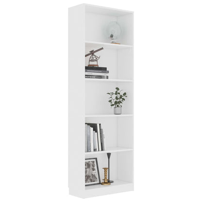 vidaXL Libreria a 5 Ripiani Bianca 60x24x175 cm in Legno Multistrato