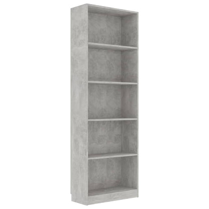vidaXL Libreria 5 Ripiani Grigio Cemento 60x24x175cm Legno Multistrato
