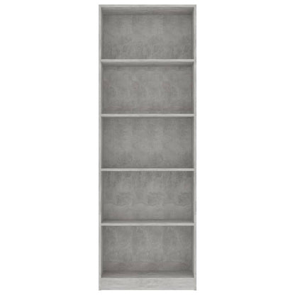 vidaXL Libreria 5 Ripiani Grigio Cemento 60x24x175cm Legno Multistrato