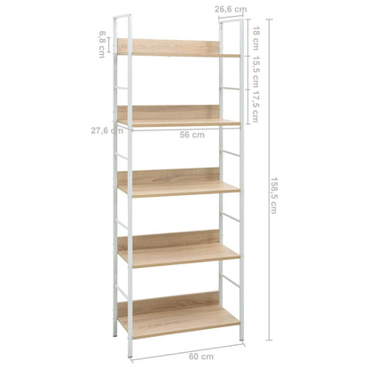 vidaXL Scaffale Libri 5 Ripiani Rovere 60x27,6x158,5 Legno Multistrato