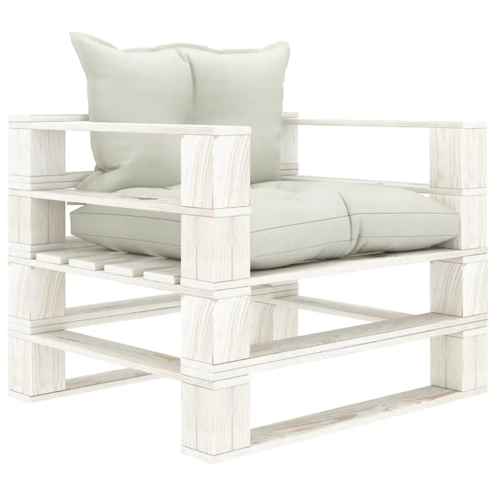 vidaXL Poltrona da Giardino Pallet con Cuscini Beige in Legno VIDAXL