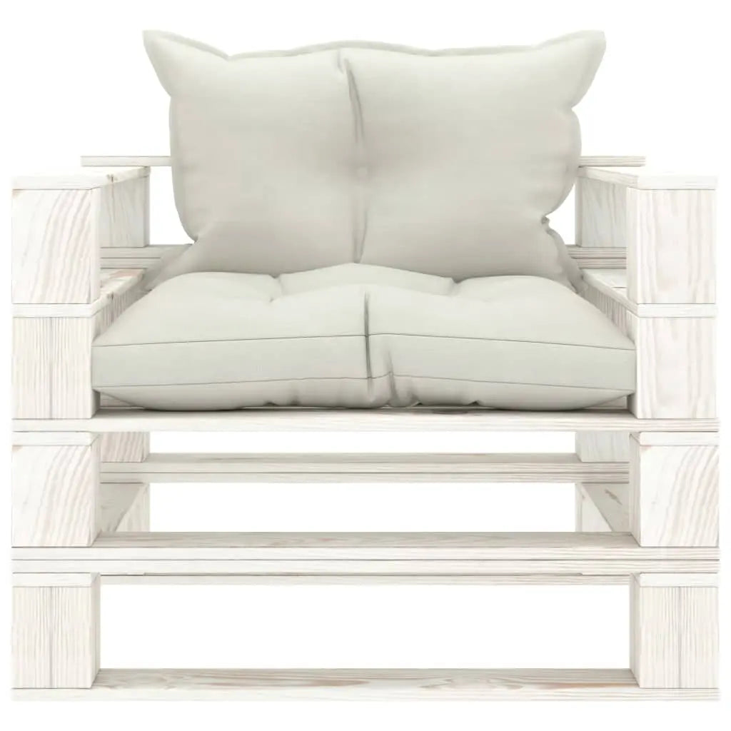 vidaXL Poltrona da Giardino Pallet con Cuscini Beige in Legno VIDAXL