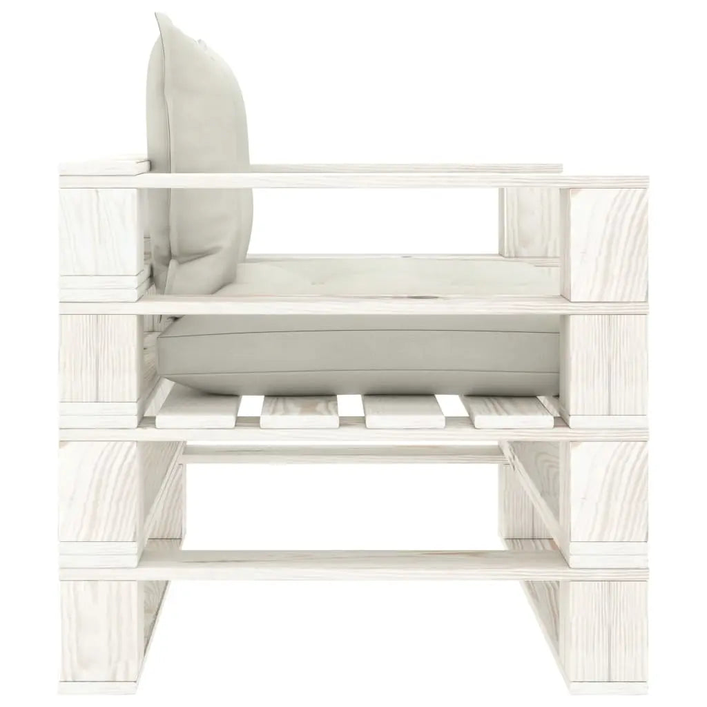 vidaXL Poltrona da Giardino Pallet con Cuscini Beige in Legno VIDAXL