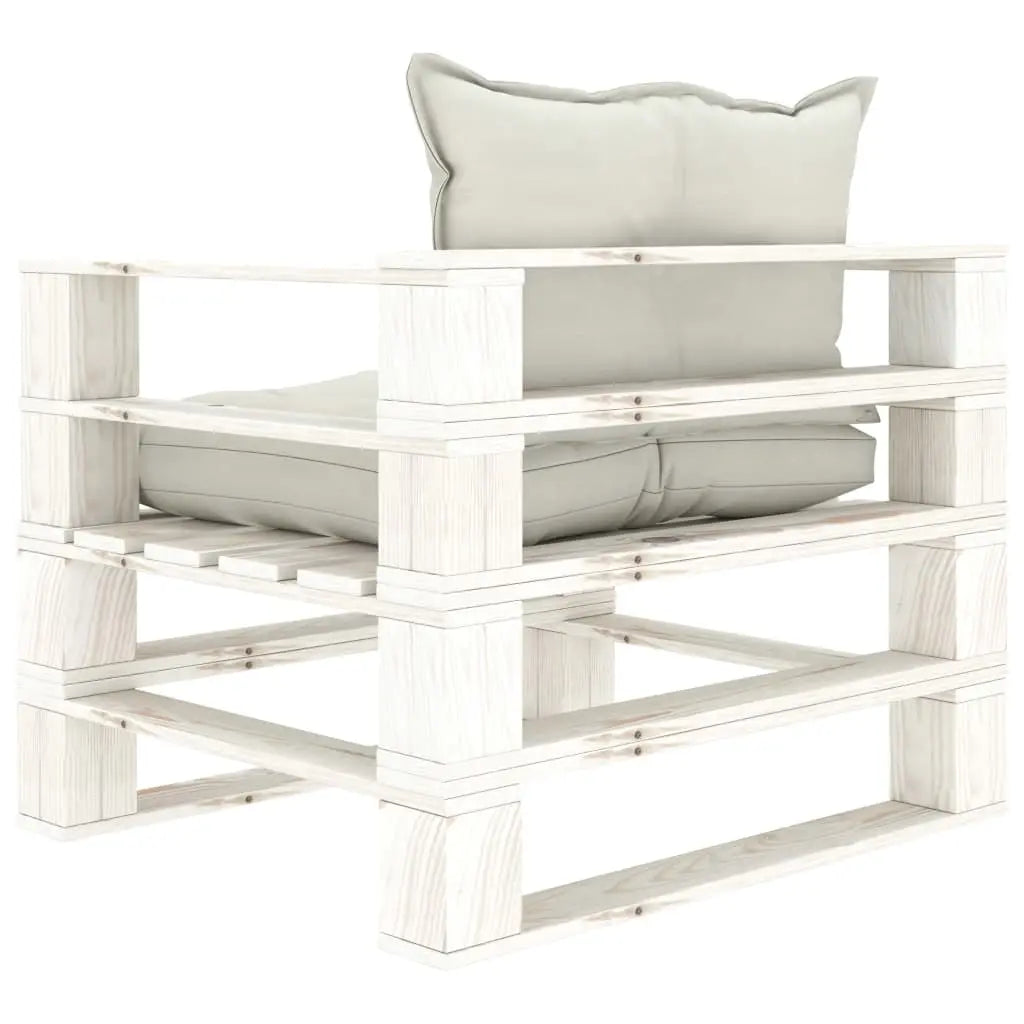 vidaXL Poltrona da Giardino Pallet con Cuscini Beige in Legno VIDAXL
