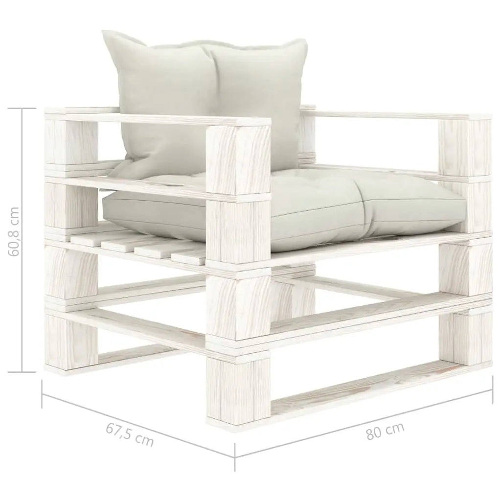 vidaXL Poltrona da Giardino Pallet con Cuscini Beige in Legno VIDAXL