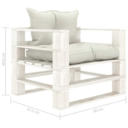 vidaXL Poltrona da Giardino Pallet con Cuscini Beige in Legno VIDAXL