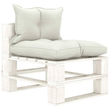 vidaXL Poltrona Centrale da Giardino Pallet con Cuscini Beige in Legno VIDAXL