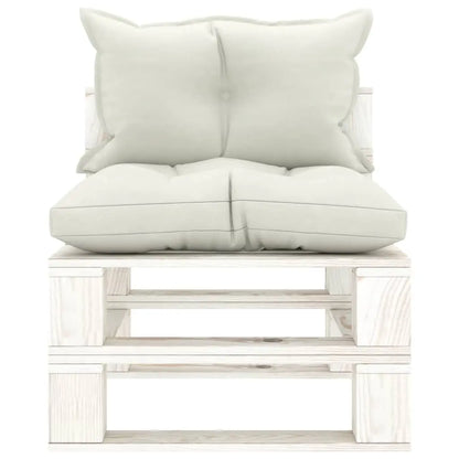 vidaXL Poltrona Centrale da Giardino Pallet con Cuscini Beige in Legno VIDAXL