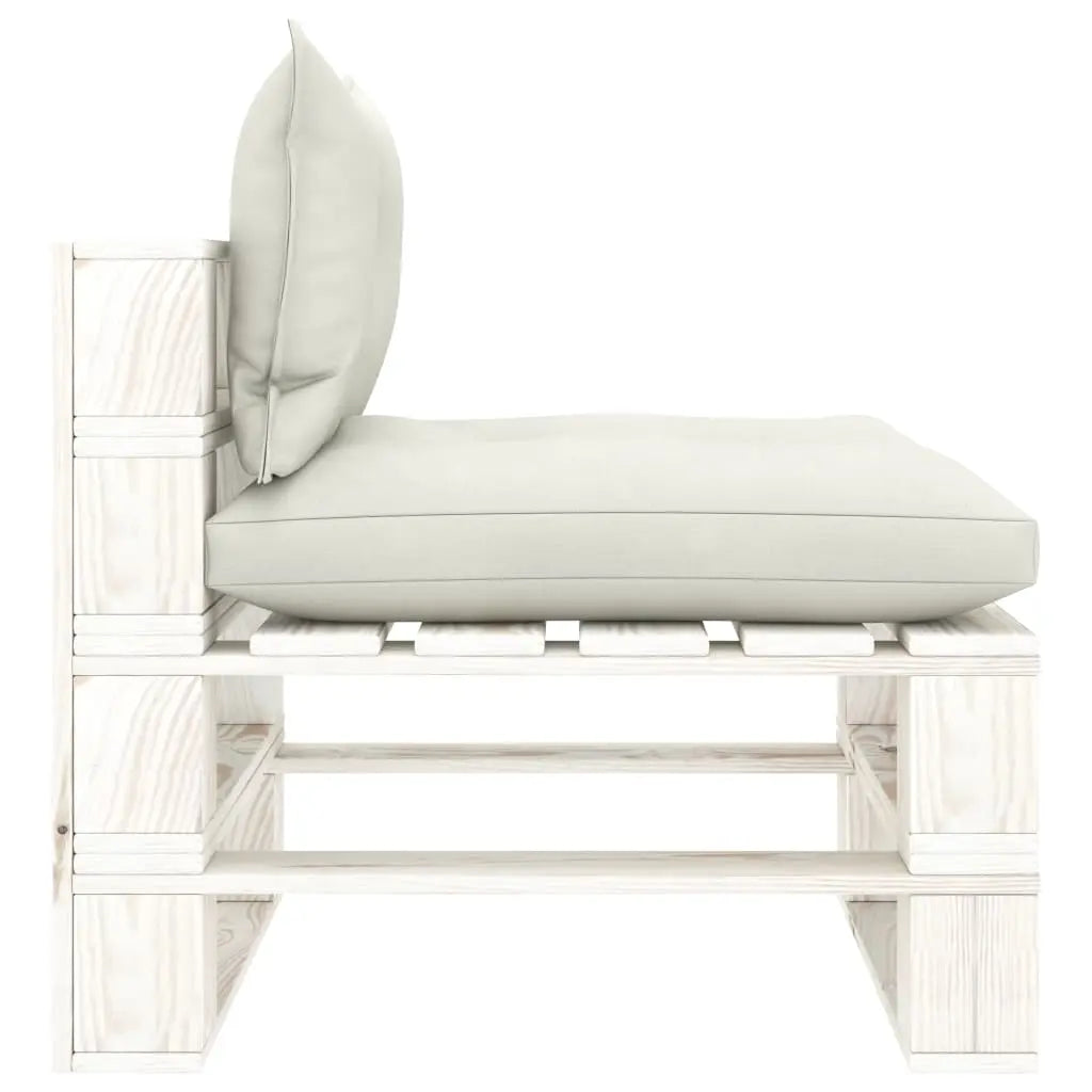 vidaXL Poltrona Centrale da Giardino Pallet con Cuscini Beige in Legno VIDAXL