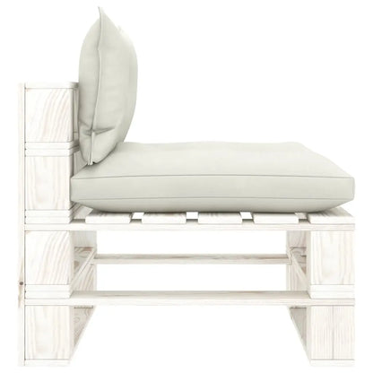 vidaXL Poltrona Centrale da Giardino Pallet con Cuscini Beige in Legno VIDAXL